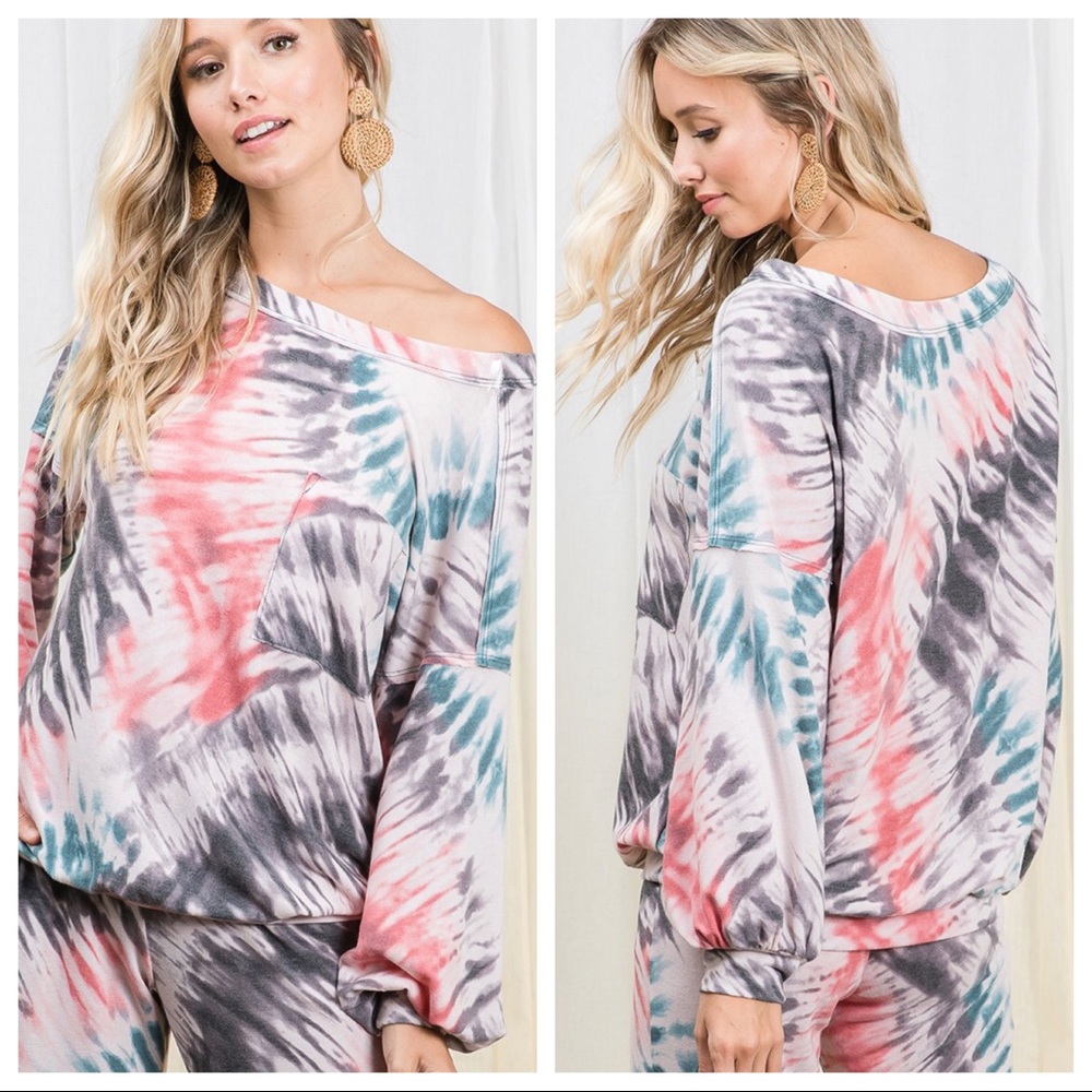 Bohemian Tie Dye Print Boxy Top - Picture 4 of 4